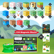 154 Pieces Magnetic Building Blocks Set, Magnet World Farm Set for toddlers ages 3+